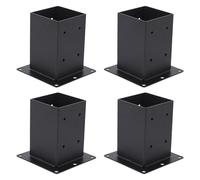 4 Pcs Post Base Kit , Heavy Duty Fence Post Support Shoes for 4"X4" Timber, Powder Coated Steel Pergola Bracket Kit with Fixings, Bolt Down Post Anchor for Decking, Fencing & Porch