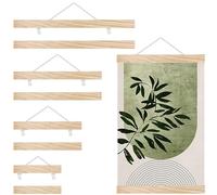 4 Pcs Poster Frame Hangers, 11/15/21/31cm Magnetic Poster Rails, Wooden Banner Pole, Picture Rail, Wood Photo Hangers Kit, for Canvas Artwork Art Print Paper Map Family Photo Picture Wall Hanging