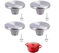 4 PCS Pot Lid Knob, Universal Stainless Steel Replacement Knob Handle Saucepan Slow Cooker Lid Replacement Pan Lids Cover Knobs for Cookware Frying Pan (Silver)