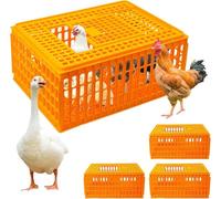 4 Pcs Poultry Carrier Crate, 29 x 21 x 13 Inches Sturdy Plastic Poultry Transport Crate Carrier, Chicken Crates Transport Box for Chicken, Bird, Duck, Goose, Yellow