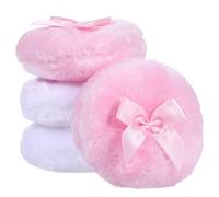 4 PCS Powder Puff Large 3.5 Inch Fluffy Powder Puff for Makeup Face Body, Washable Reusable Makeup Puffs for Women Wet Dry Beauty Cosmetic (Pink & White)