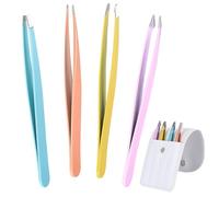 4 Pcs Precision Tweezers Set - Professional Stainless Steel Tweezers for Women & Men, Eyebrow Plucking Set for Facial Hair, Splinter & Blackhead Removal