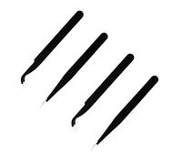 4 Pcs Precision Tweezers Set Stainless Steel for Craft Electronics Jewelry Making PCB Repair Laboratory Work Black 4.52In (11.5cm) x 0.35In (0.9cm)