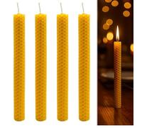 4 PCS Premium Beeswax Candles Set, Handmade Natural Dinner Candle, Pure Beeswax Candle Stick, Honeycomb Appearance Yellow Candles for Home, Honeycomb Texture, Long Burning, Eco-Friendly