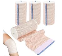 4 Pcs Premium Compression Bandage, Self-Closin Elastic Bandage Wrap (4.5m*10cm) Reusable with Self-Closures for Wrist Ankle Knee Elbow Shoulder Feet Injuries (Beige)
