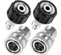 4 Pcs Pressure Washer Adapter Set, Quick Connect Kit, Quick Connect Adapter, M22 14mm to M22 Metric Fitting, Stainless Steel, 5000 PSI