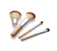 4 Pcs Professional Portable Makeup Brush Set with Eyebrow | Artificial Fiber and Bamboo, Natural Makeup Look, Convenient Storage Sack, Ladies and Girlfriends