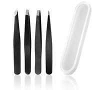 4 Pcs Professional Tweezers, Tweezers for Eyebrows for Facial Hair Women & Men Stainless Steel Precision Tweezers for Ingrown Hair Tweezers Blackhead Removal, Eyelash Extension, Beauty Tool