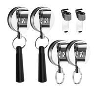 4 Pcs Pull Pen Pencil Holder, Heavy Duty Retractable Pen Holder with 65cm Pull Rope, Silicone Metal Pen Clip, Pen Lanyard for Carpenter Construction Architects Waiter Office Workers Doctor Nurses