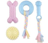4 PCS Puppy Chew Toys for Teething Small Breed, Puppy Teething Ring, Soft Rubber Durable Dog Teething Toys, Rope Dog Toys, Funny Interactive Toy, Puppy Toys for Small Puppies, Dog Toys Set (Style 15)