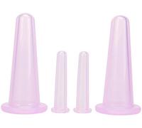 4 Pcs Purple Massage Cupping Set Silicone Mini Facial Cups Face Massager Helper Skin Care Neck Back Eyes Massaging Cup Safe to Use, Don't Worry About Burns Health Care Products