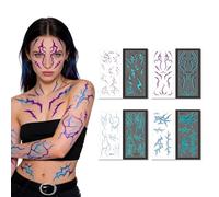 4 Pcs Purple Temporary Tattoos for Kids, K-pop Glow In The Dark Tattoos, Temporary Tattoo for Party Decorations Cosplay Accessories DIY Activity Supplies