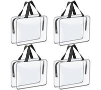4 Pcs PVC Makeup Storage Bags Portable Large Capacity Waterproof Clear Organizer Bag with Zipper for Travel Washing Household for Closet and Moving