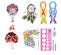 4 PCS Quilling Kit,Paper Quilling Kit for Beginners, DIY Craft Kit, Paper Filigree Kit with 4 Different Quilling Patterns, Quilling Pen, Glue and Other Essential Tools
