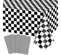 4 Pcs Race Car Tablecloths, Black and White Checkered Flag Tablecover Racing Car Birthday Party Supplies for Kids Boy Car Theme Birthday Party, Two Fast Birthday Party Decorations, 130 x 220cm
