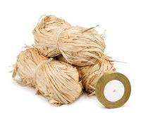 4 Pcs Raffia Ribbon, Raffia Yarn, Ribbons for Crafting, Brown Natural Bundles with Extra Gold Glitter Style, Tangle Free Thick Durable Texture, Ideal Premium Accessory for Elegant Gift Packing, DIY