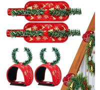 4 PCS Railing Protection Christmas Garland Ties, 20x8cm Adjustable Garland Hanger, Railing Protection Does Not Damage The Paint, with Silicone Non-Slip Pad, for Stair Wreath Home Holiday Decoration