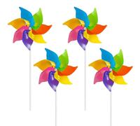 4 Pcs Rainbow Pinwheels, Garden Windmills Outdoor, Windmills for Party Decorations Outdoor Decor Lawn Yard Garden Patio