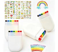 4 Pcs Rainbow Pride Flag Face Paint, Rainbow Make-Up Pens, Face and Body Paint for Gay Pride Parade, Crayons Face Paint with 10 Temporary Stickers for Children's Festival, Party