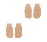 4 Pcs Ramie Jute Exfoliating Bath Glove for Deep Cleansing Shower | Quick-dry Hygiene, Soft Beige Finish, for Feet and Arms in Shower or Steam Room