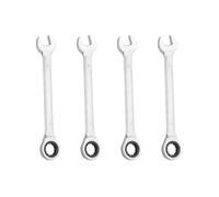 4 Pcs Ratchet Wrench Set, Cr-V Steel Mertic Wrench 72 Teeth Double Ended Combination Spanner Set for Repairs DIY (10mm Opening)