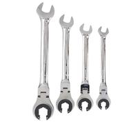 4 Pcs Ratcheting Wrench Set, Brake Line Wrench Set with Open Flex Head, 72 Teeth Adjustable Angle 10mm 12mm 14mm 17mm Ratcheting Tubing Wrenches