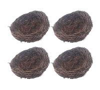 4 Pcs Rattan Rustic Bird Nests Simulation Twig Bird Houses Festival Rattan Nest Decorations for Birds and Small Furry Animals, Brown