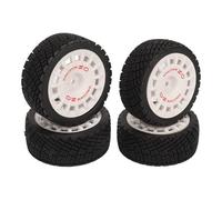 4 Pcs RC Car Tire Rubber Wheels, 1/10 RC On Road Tires with High Wear Resistance and Strong Cushioning for TAMIYA TT01 TT02 XV01 XV02 and HSP 94123 94122 (White)
