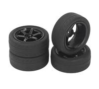 4 Pcs RC Car Tires Rubber Plastic Universal RC Car Wheel for Tamiya TT01 TT02 XV01 XV02 1/10 Remote Control Vehicle (Black)