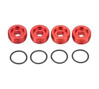 4 Pcs RC Front Hub Nut Aluminum Alloy Flange Wheel Hub Axle Nuts RC Car Accessories Upgrade Parts Replacements Anti Loosening Locking with O Ring for ARRMA 1/7 1/8 RC Car (Red)