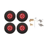 4 PCS RC Wheels and Tires Aluminum Alloy Fits for TRAXXAS 1/18 TRX4M Remote Control Car (Red)