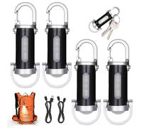 4 Pcs Rechargeable Mini Keychain Flashlight, 8-Hour Battery Life Super Bright Waterproof LED Keyring Torch, Emergency Pocket EDC Light, 5 Modes Multifunctional Pocket Flashlight for Camping, Hiking