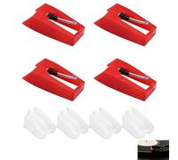 4 Pcs Record Player Needle, Diamond Stylus Replacement for Suitcase Turntable and Vinyl LP Player, Easy Install Phonograph Stylus Needles Compact Design for Clear Sound Playback and Record Protection
