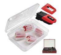 4 PCS Record Player Needle with Records Players Head, Stylus for Record Player, Turntable Stylus Replacement Needle, for Crosley Victrola ION Jenson LP Phonograph Vinyl Records Players (Red)