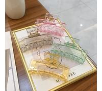 4 Pcs Rectangle Hair Clips Large Candy Color Square Clear Non Slip Large Jaw Multicolor Hair Clips for Thick Hair Women Girls Clear Hair Claw