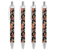 4 Pcs Red Chinese Japanese Dragon Flower Black Gel Pens for Women Men, 0.5mm Black Ink Pen Fine Point Smooth Writing, Ballpoint for Note Accessories