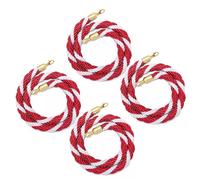 4 Pcs Red Velvet Stanchion Rope 5ft 6ft 8ft 10ft, Premium Crowd Control Braided Twisted Ropes with Gold Hooks, VIP Barrier Rope for Events, Grand Openings, Red Color