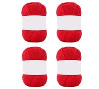 4 Pcs Red Yarn, Fine Cotton Thread with 70% Wood Charcoal Fiber and 30% Long Cotton, DIY Sweaters and Coats, Little One Yarn, Soft Touch, Breathable, 4 Skein Set