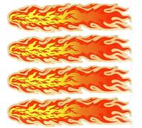 4 Pcs Red Yellow Plastic Flame Pattern Sticker For Vehicle Auto
