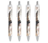 4 PCS Refillable Black German Shepherd Dog Lovers Ballpoint Pens 0.5mm Fine Point Smooth Writing Quick-Dry Liquid Ink Comfort Grip Retractable & Pocket-Sized for Journaling Notetaking Sketching