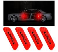 4 PCS Reflective Car Door Warning Stickers, Night Visibility Anti-Collision Protective Strip, Universal for Car, Truck, SUV, Van - Red