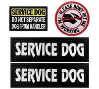 4 Pcs Reflective Dog Patches for Service Dog Vest Tactical Hook Loop Harness Removable Patch Set with Velcro Embroidered, in Training & Don’t Pet Me Dog & do not Separate (Service Dog)