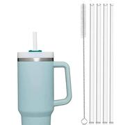 4 PCS Replacement Straws, Reusable Straws for Stanley Water Bottles, Compatible 30oz 20oz 14oz Tumbler with Cleaning Brush, Plastic(Clear)