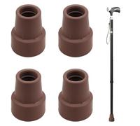 4 PCS Replacement Walking Stick Rubber Ends, 19 mm Non-Slip Walking Stick Ferrules, Brown Easy Installation Crutch Accessories, Heavy Duty Rubber Replacement Tips for Canes Crutches