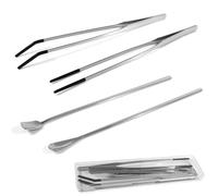 4 Pcs Reptile Feeding Tools Set with Silicone Tips - Extra Long Straight & Curved Tongs, Spoons - Stainless Steel Terrarium Feeder Kit for Bearded Dragons, Lizards, Snakes, Spiders, Aquarium
