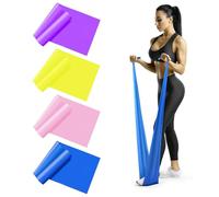 4 PCS Resistance Bands 1.5M/4.9Ft Exercise Bands Rubber Workout Bands Physio Bands for Strength Training Yoga Gym Pilates Fitness (4 Colours)