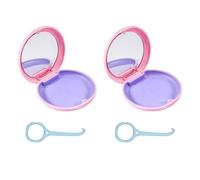 4 Pcs Retainer Case, Denture Retainer Case,Retainer Box With Aligner Removal Tool,Mouth Guard Case,Orthodontic Denture Box for Household,Travel, Office （ Pink）