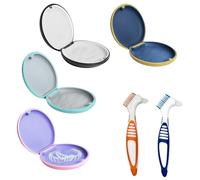 4 PCS Retainer Case Portable Invisalign Case Magnetic Closure Retainer Box with Cleaning Brush for Adhesive Braces Dental Floss Oral Splints
