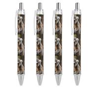 4 PCS Retractable Liquid Ink Monkey Lemur Cute Rollerball Pens 0.5mm Fine Point Smooth Writing Gel Pens with Ergonomic Comfort Grip Quick-Dry Smudge-Free Black Ink Refillable Office Writing Pen