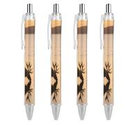 4 PCS Retractable Liquid Ink Moose in The River Rollerball Pens 0.5mm Fine Point Smooth Writing Gel Pens with Ergonomic Comfort Grip Quick-Dry Smudge-Free Black Ink Refillable Office Writing Pen
